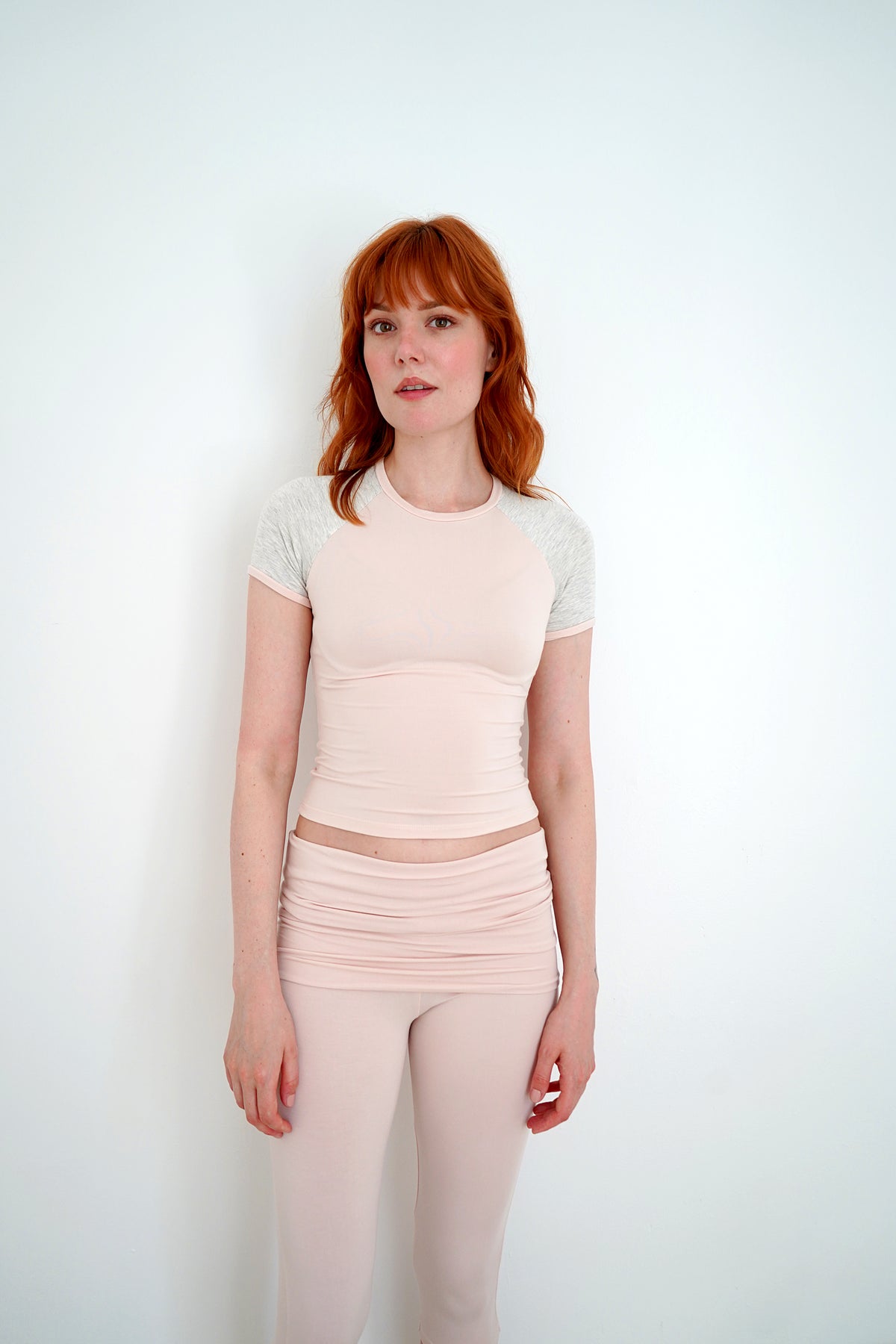 Blush set on the smaller model — Size: XS, S, M, L
