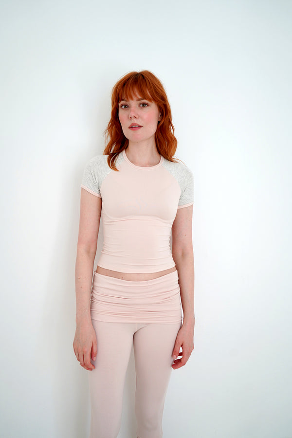 Blush set on the smaller model — Size: XS, S, M, L